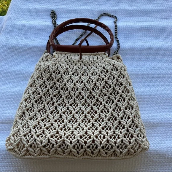 Patricia Nash Cream and Brown Crochet Tote - Picture 8 of 17